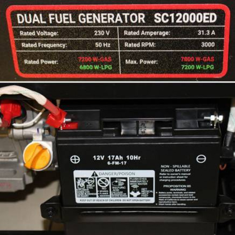 Генератор SC12000ED двопаливний (газ, бензин) на колесах Senci