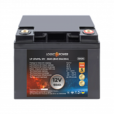 Акумулятор LP LiFePO4 12V (12,8V) - 60 Ah (768Wh) (BMS 50A/25А) пластик