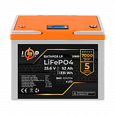 Акумулятор LP LiFePO4 LCD 24V (25,6V) - 52 Ah (1331Wh) (BMS 60A/30А) пластик