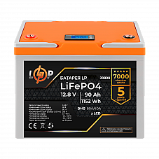 Акумулятор LP LiFePO4 LCD 12V (12,8V) - 90 Ah (1152Wh) (BMS 80A/40A) пластик