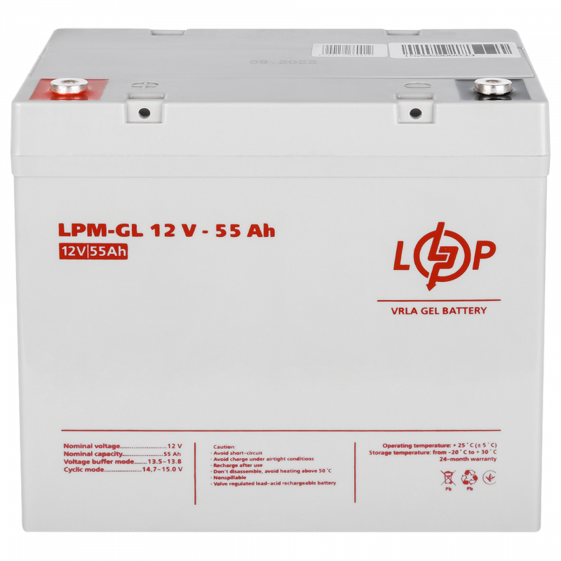 Акумулятор гелевый LPM-GL 12V - 55 Ah