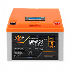 Акумулятор LP LiFePO4 LCD 12V (12,8V) - 30 Ah (384Wh) (BMS 30A/15А) пластик