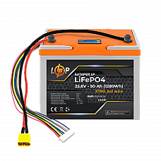 Акумулятор LP LiFePO4 LCD 25,6V - 50 Ah (1280Wh) (BMS 80A/40А) пластик