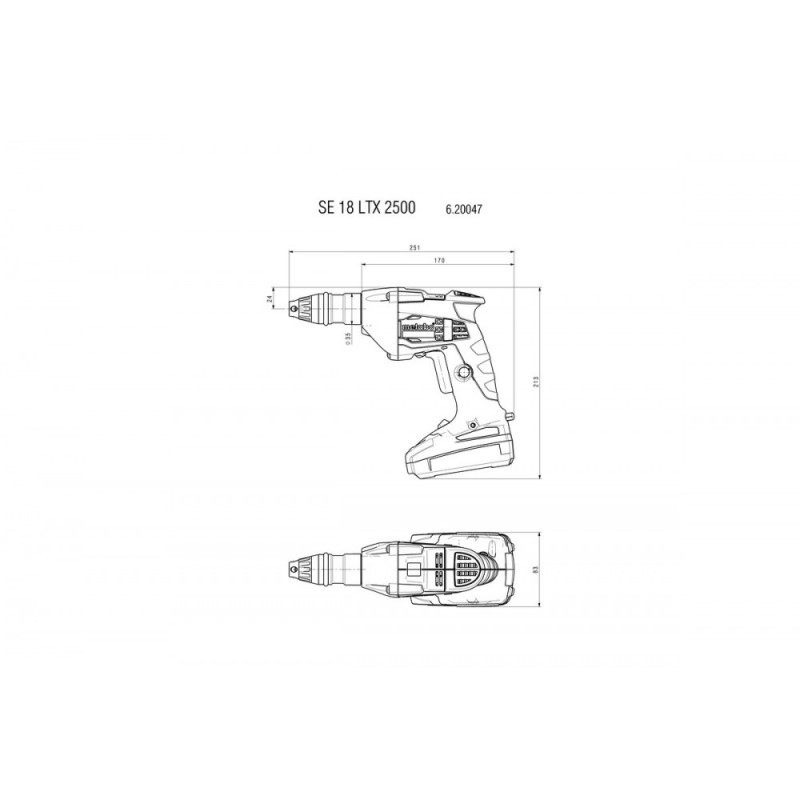 Акумуляторний шурупокрут для гіпсокартону Metabo SE 18 LTX 2500 Каркас (620047890)