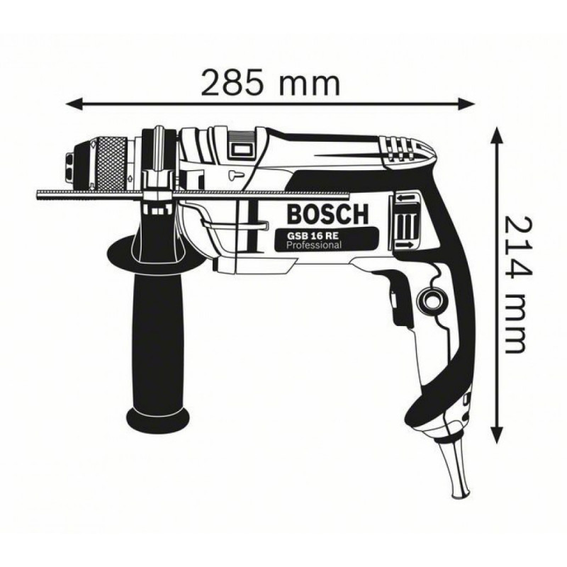 Ударний дриль Bosch GSB 16 RE мережевий, БЗП, 0.75 кВт (060114E500)
