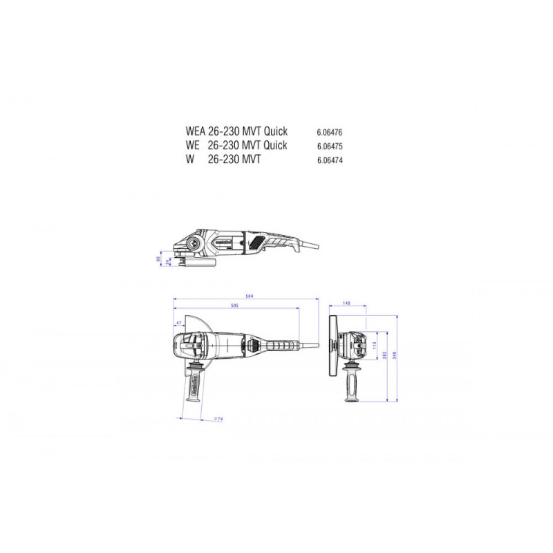 Болгарка Metabo WE 26-230 MVT QUICK (606475000)