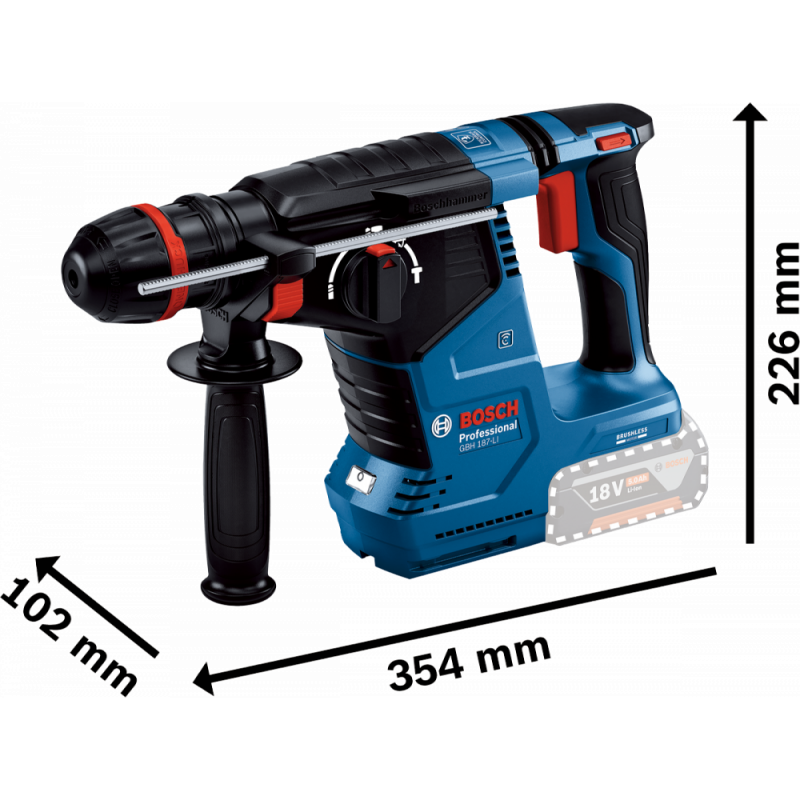Акумуляторний перфоратор SDS plus Bosch GBH 187-LI ONE Chuck (0611923121)