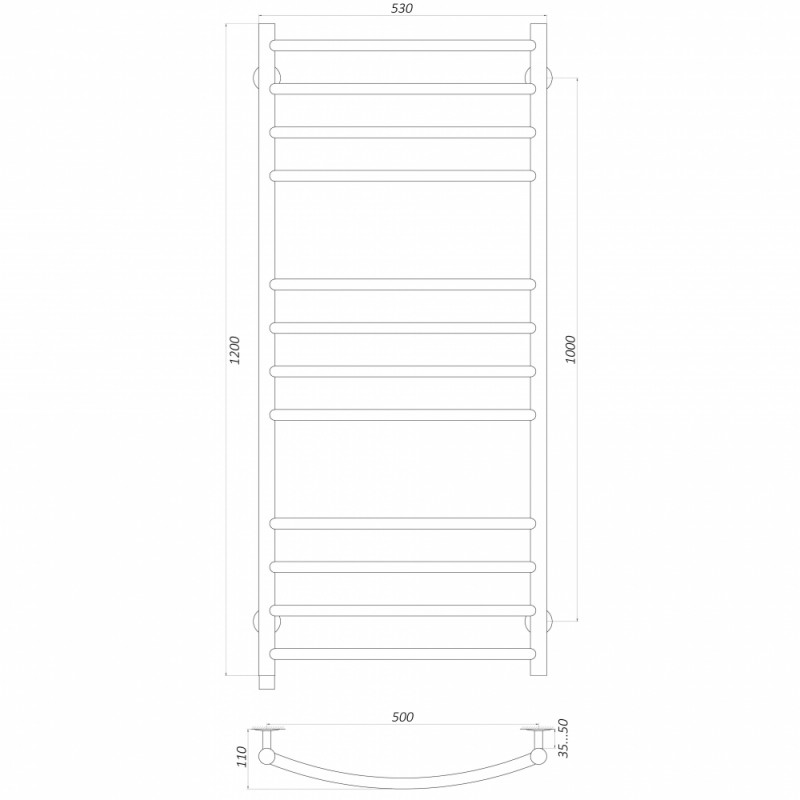 Рушникосушарка UNIO LDE ER 1200-500-12 BLK