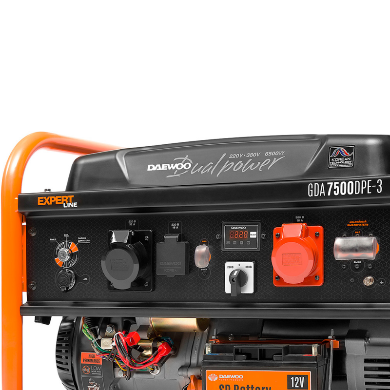 Бензиновий генератор Daewoo GDA 7500DPE-3