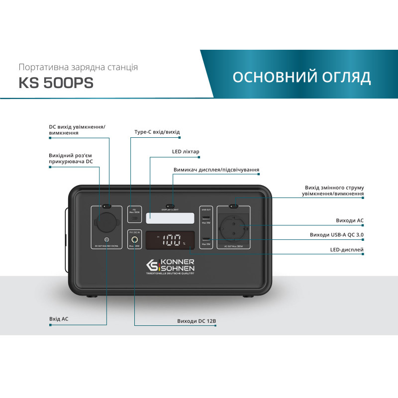 Портативна зарядна станція KS 500PS