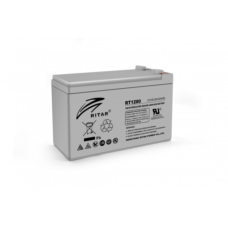 Акумуляторна батарея AGM RITAR RT1280, Gray Case, 12V 8.0Ah  ( 151 х 65 х 94 (100) ) Q10