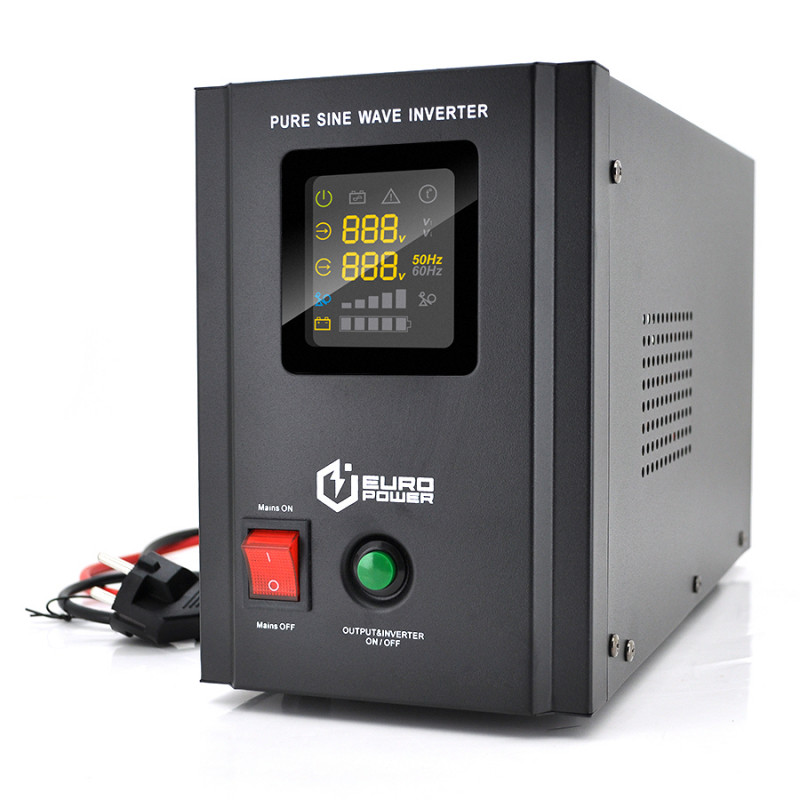 ДБЖ з правильною синусоїдою Europower PSW-EPB800TW12  (480 Вт) 5/10А, під зовнішню АКБ 12В , Q2 (415*208*283) 5,79 кг (346*145*220)