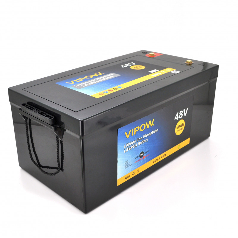 Акумуляторна батарея Vipow LiFePO4 51,2V 50Ah з вбудованою ВМS платою 40A, 48V (520x269x220)