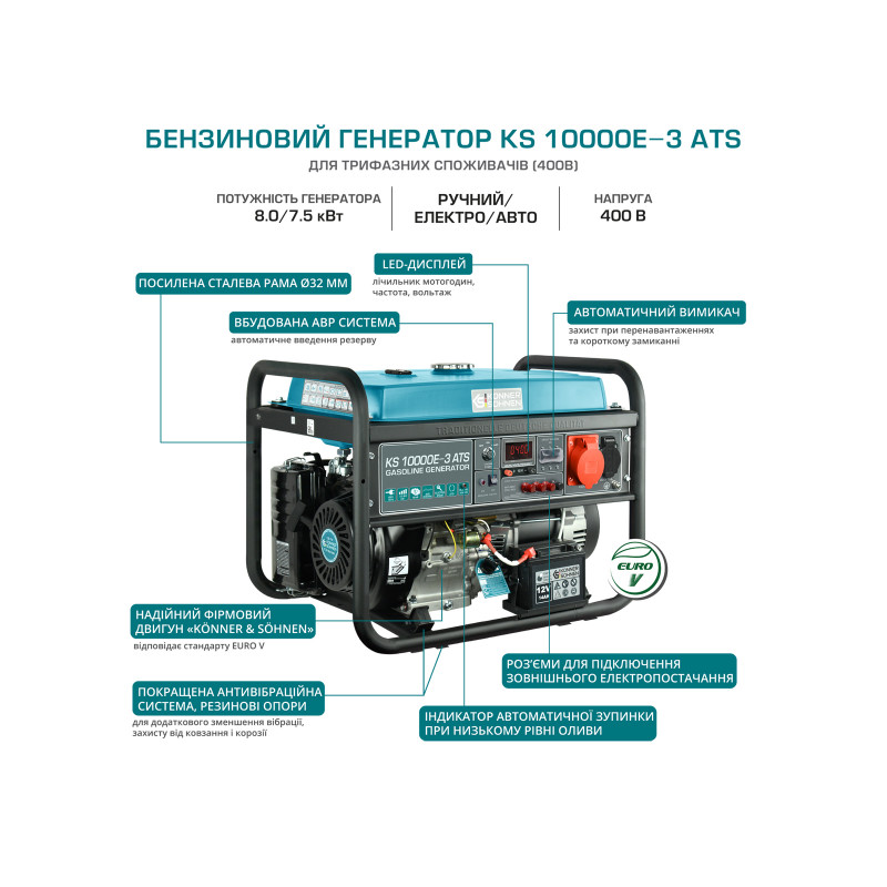 Бензиновий генератор KS 10000E-3 ATS