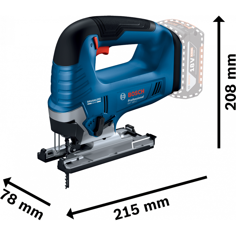 Акумуляторний лобзик Bosch GST 185-LI, 2 x GBA 18V 4.0Ah, GAL 18V-40, кейс (06015B3024)