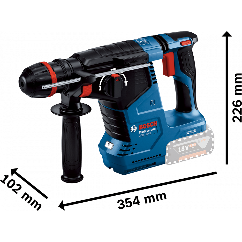 Акумуляторний перфоратор SDS plus Bosch GBH 187-LI ONE Chuck (0611923121)