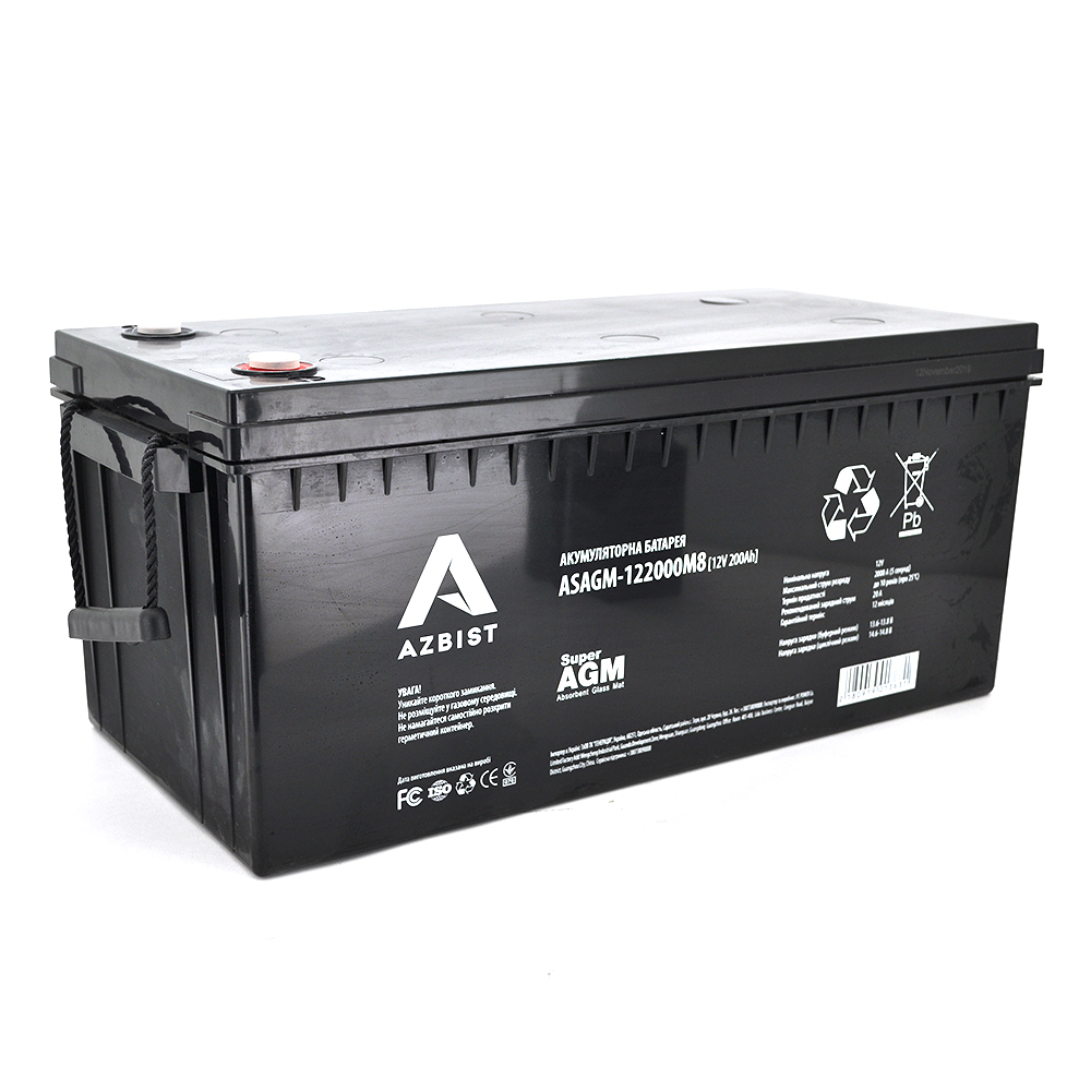 Акумулятор ASBIST Super AGM ASAGM-122000M8, Black Case, 12V 200.0Ah (522 х 240 х 219 (224)) Q1