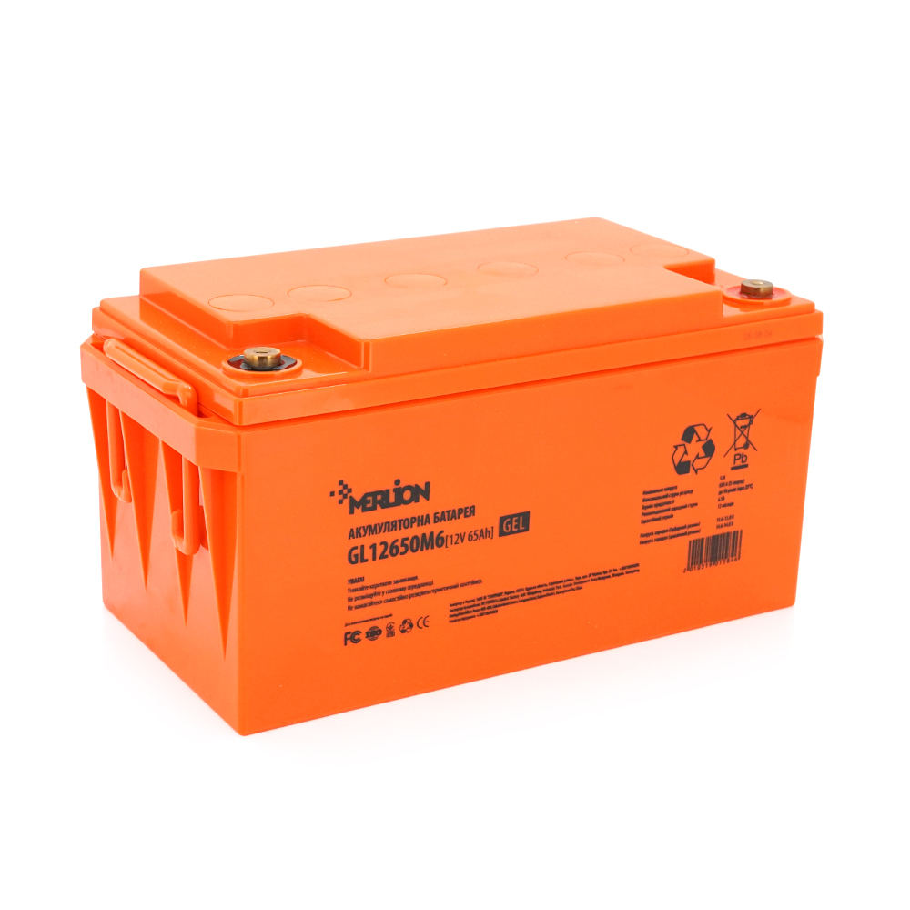 Акумуляторна батарея MERLION GL12650M6 12 V 65 Ah (348 x 168 x 178) Orange Q1/48