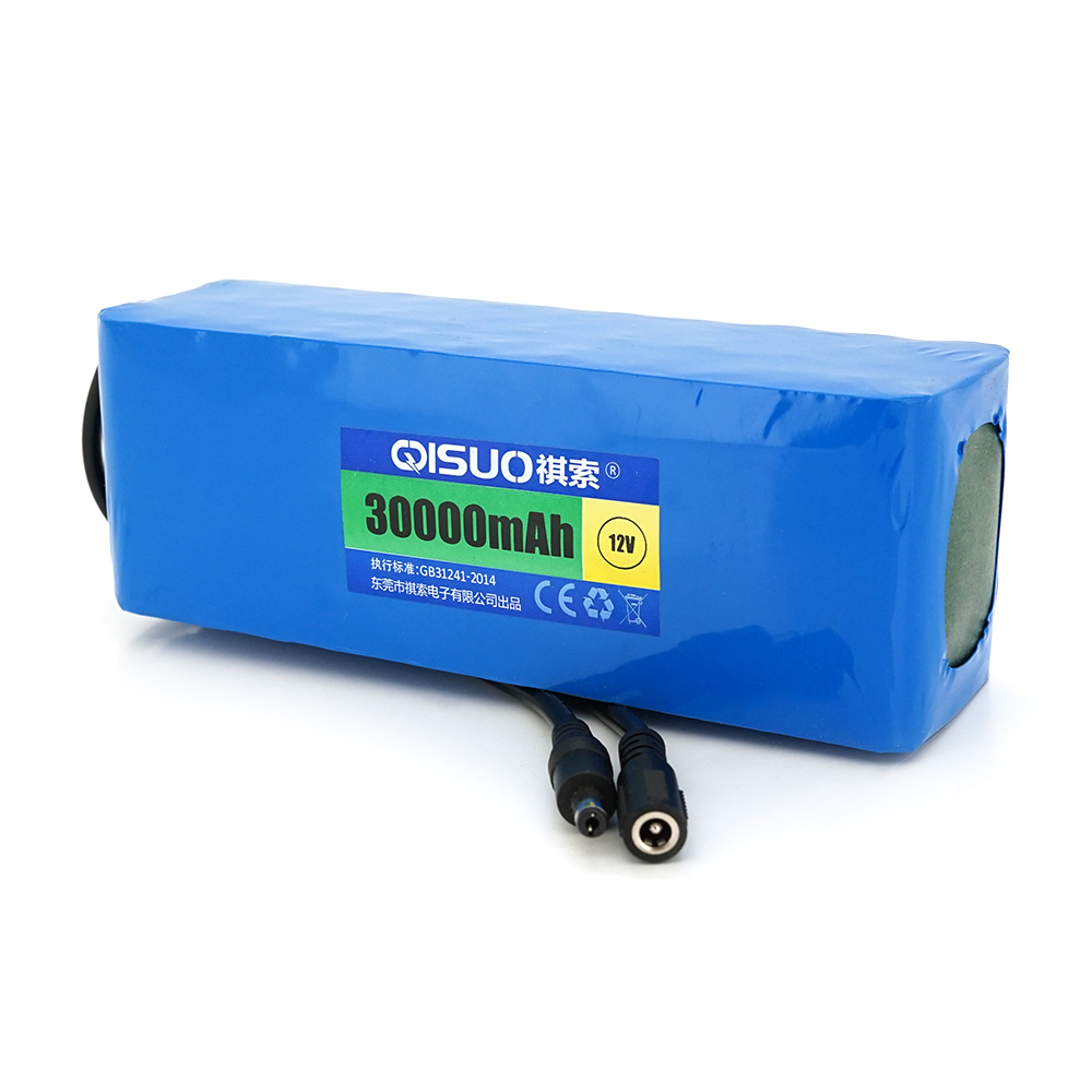 Акумуляторна батарея літієва QiSuo 12V 30A з елементами Li-ion 18650, DC5.5x2.1, (187x57x68mm)