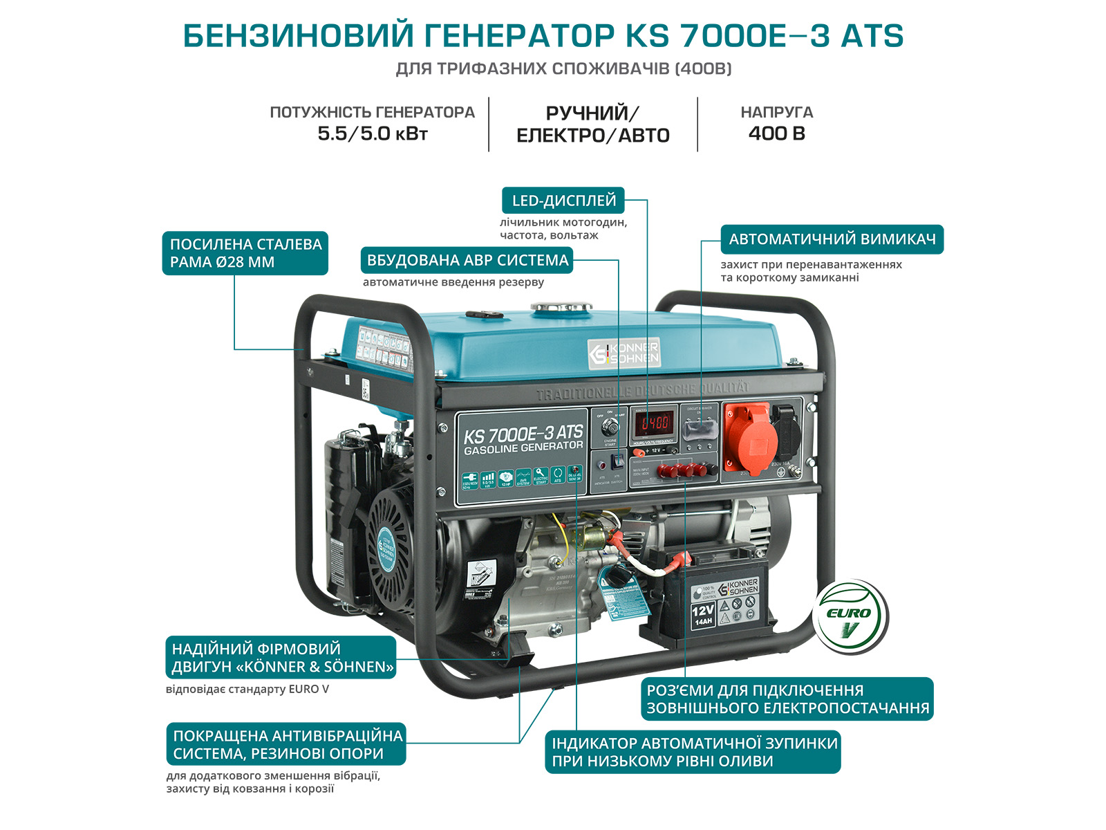 Бензиновий генератор KS 7000E-3 ATS